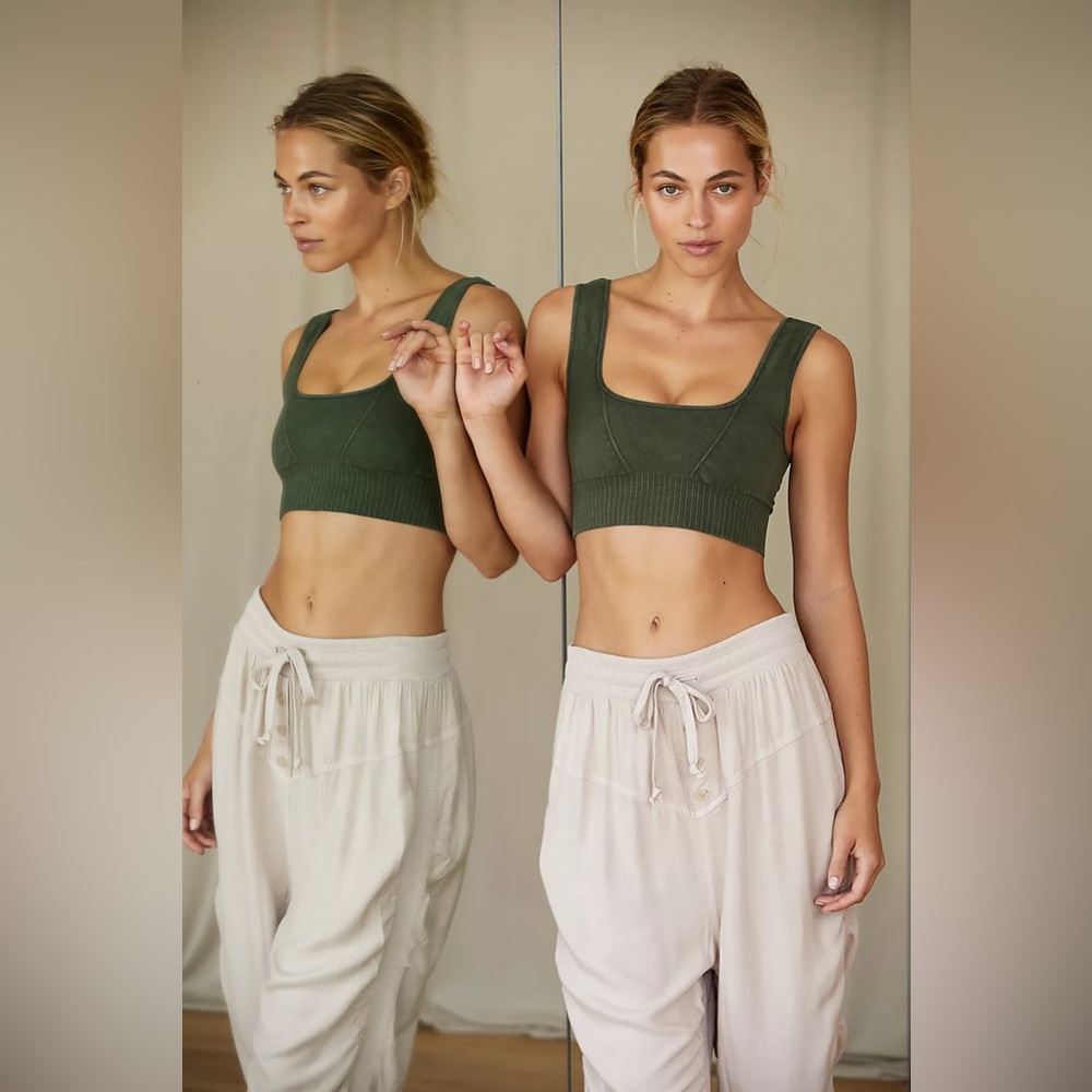 Free People Good Karma Square Neck Bra in size XS/S in Secret Moss.